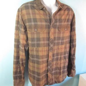 Billabong Surfplus Mens Shirt Size XL Core Fit Brown Plaid Cotton Button Up Top